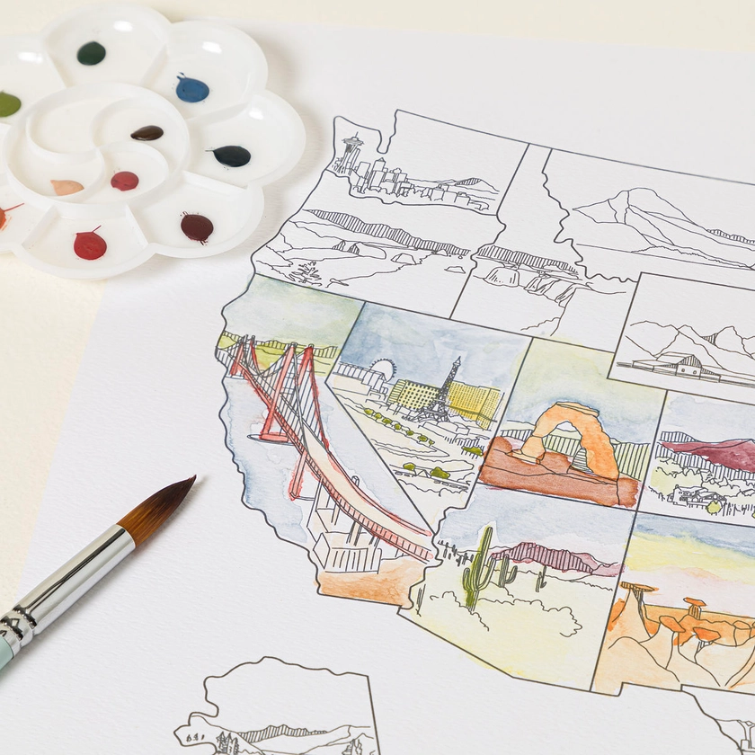 Track Your Travels DIY Watercolor Map | Paint
