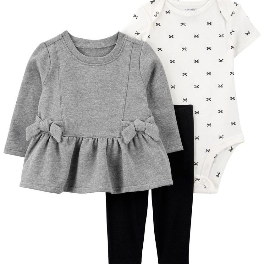 Grey/Black Baby 3-Piece Little Cardigan Set | Carter’s Oshkosh Canada