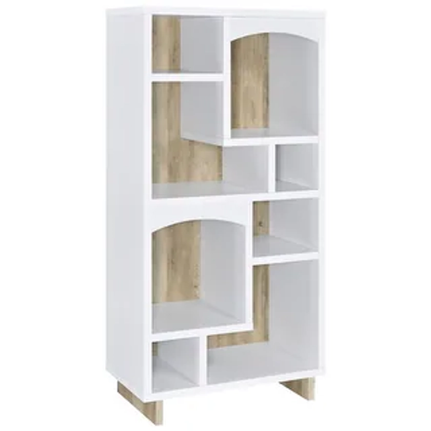 Dalton 65-Inch 6-Shelf Bookcase White And Distressed Pine - Bed Bath & Beyond - 41050705