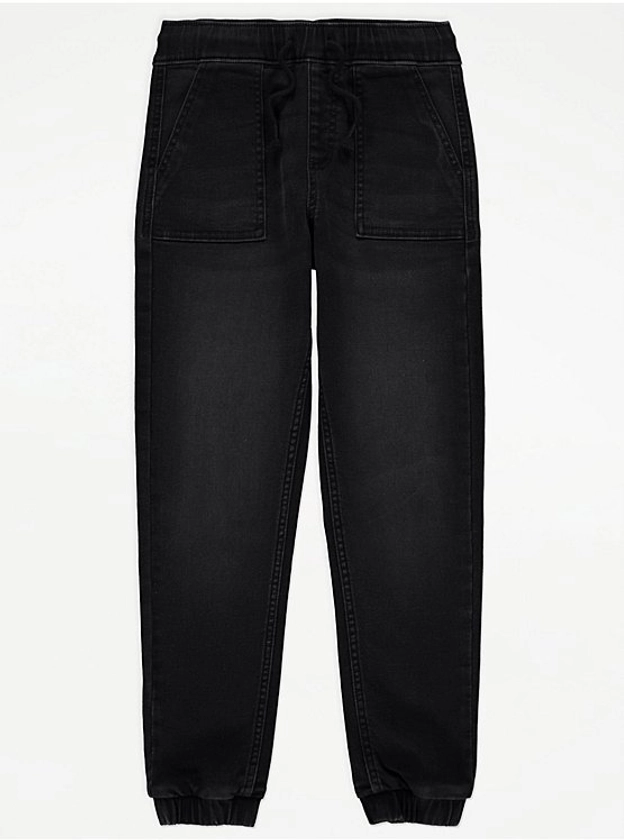 Black Pull On Denim Jeans