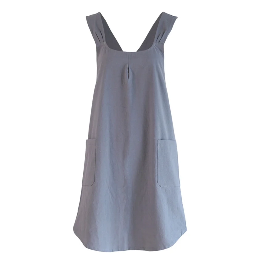 Simple Style Cooking Apron Stain Resistant Apron Sleeveless Serving Aprons Housework Apron for Home Restaurant (Grey)