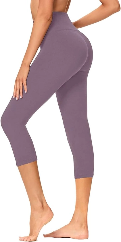 GAYHAY High Waisted Capri Leggings for Women - Soft Slim Yoga Pants with Pockets for Running Cycling Workout