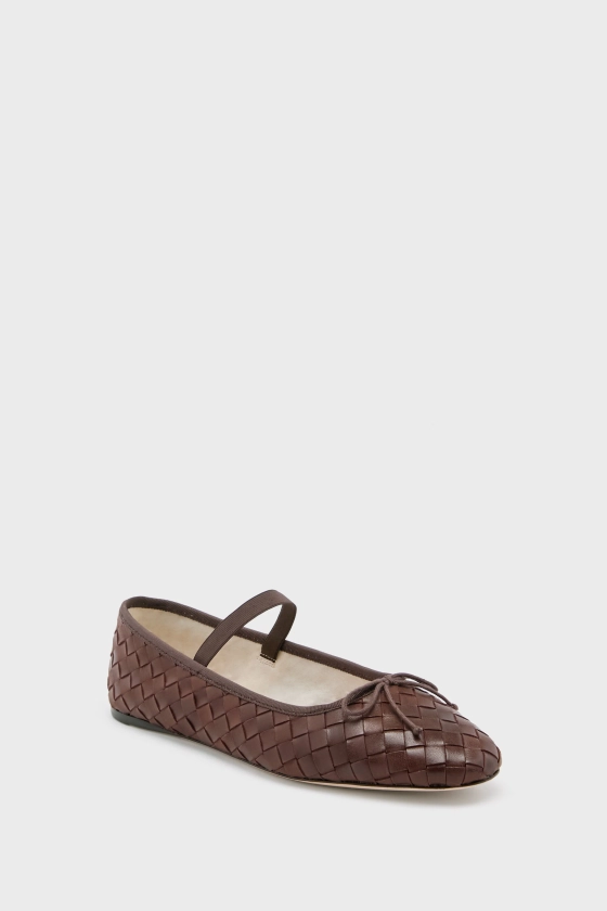 Espresso Woven Leather Leonie Flats | Loeffler Randall