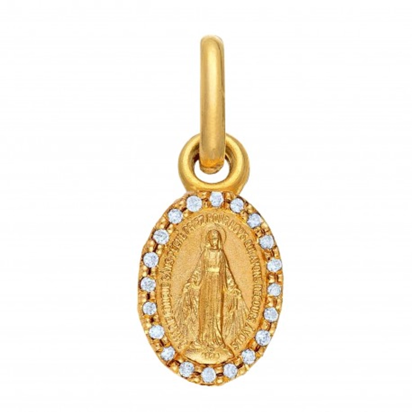 Médaille Miraculeuse diamants 12mm en or jaune 18 carats - Maison la Couronne