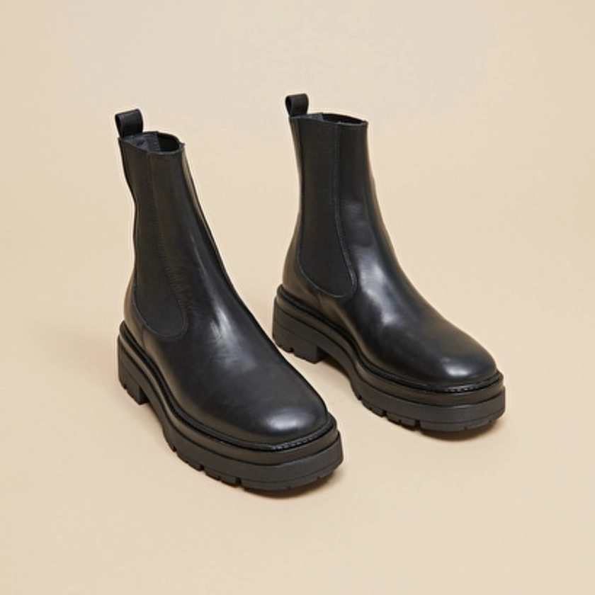 Bottines à plateformes femme en cuir noir | Jonak