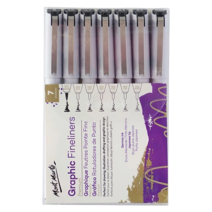 Mont Marte Fineliner Marker Pen Set - Graphic Fineliners 7pc