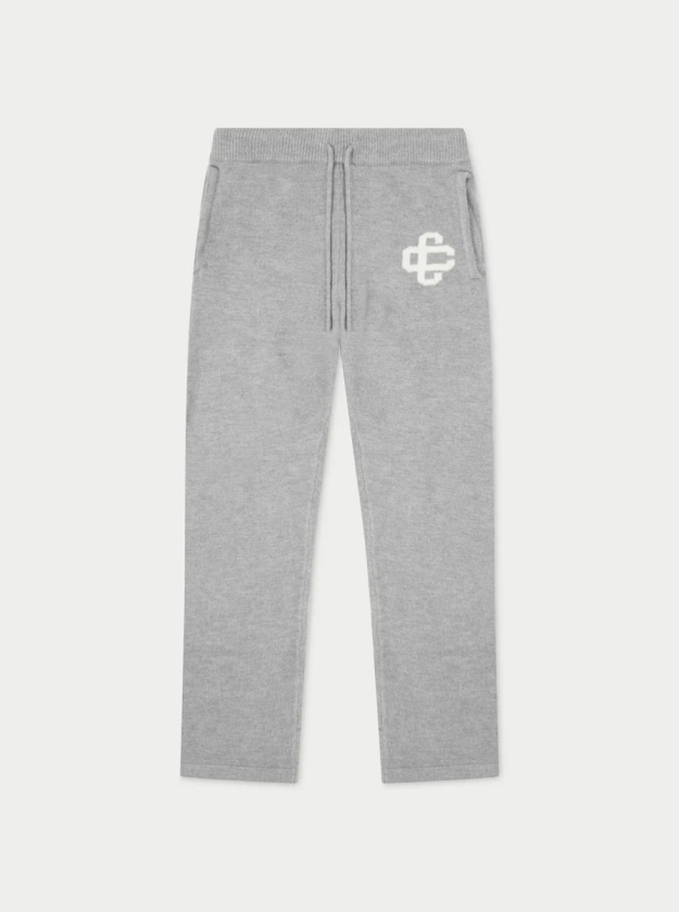 FLUFFY KNIT EMBLEM JOGGERS - GREY MARL