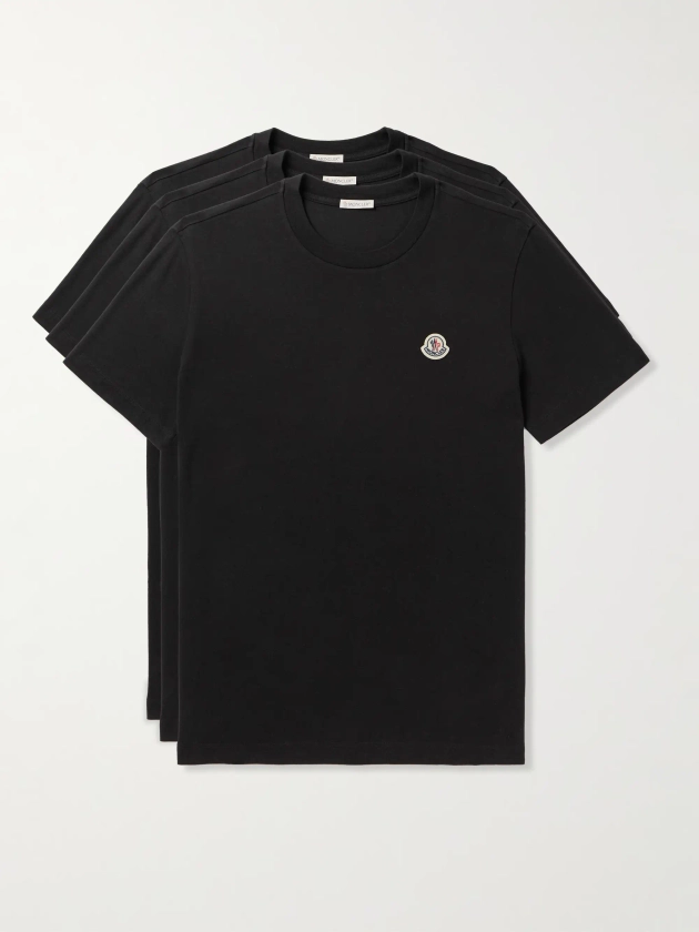 MONCLER Three-Pack Logo-Appliquéd Cotton-Jersey T-Shirts