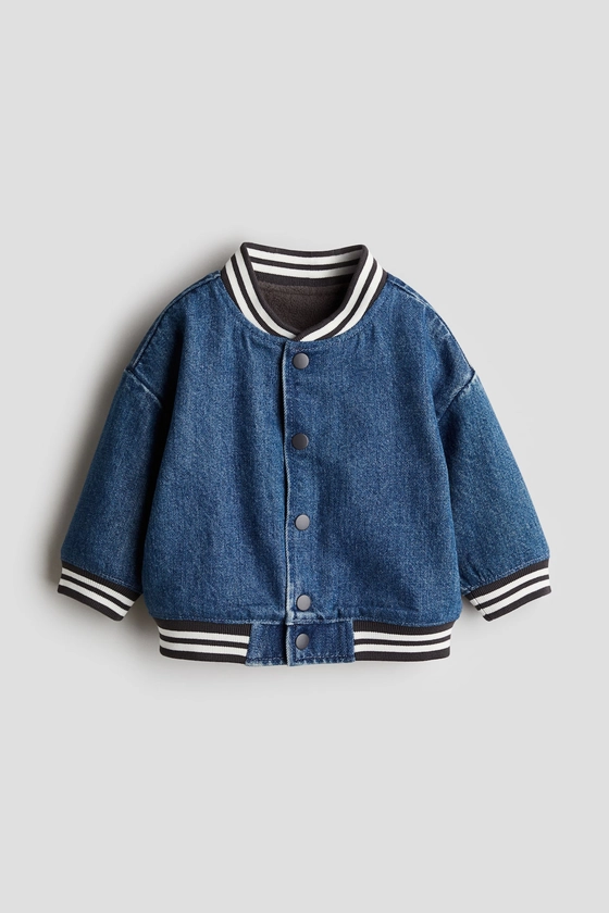 Denim baseball jacket - Long sleeve - Regular length - Denim blue - Kids | H&M GB