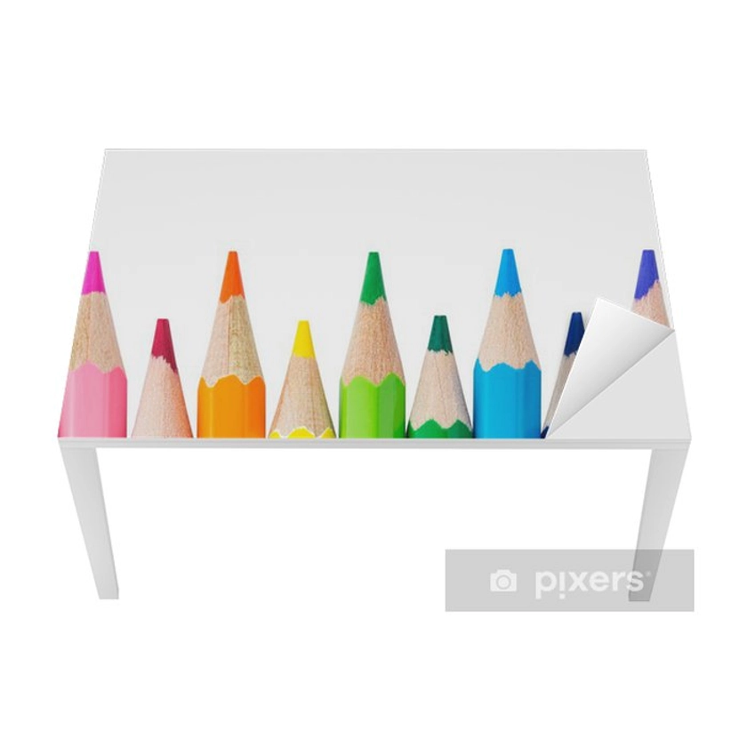 Sticker Row of colorful pencils isolated over white background - PIXERS.NET.AU