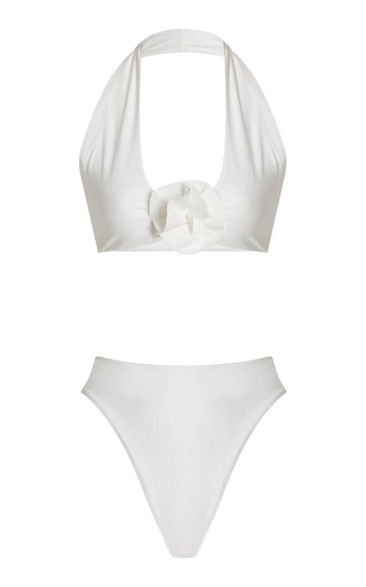 Lebrija Rosette-Detailed Halter Bikini Top