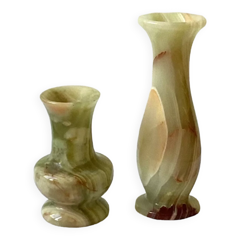 Paire de vases anciens en marbre onyx vintage