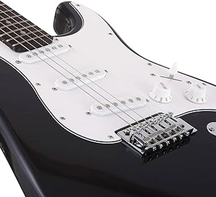 Rockjam Kit de guitare électrique de la taille complète de avec ampli de 10 watts, ses cours, sangle, sac de concerts, choix, cordes de plomb et de rechange - noir
