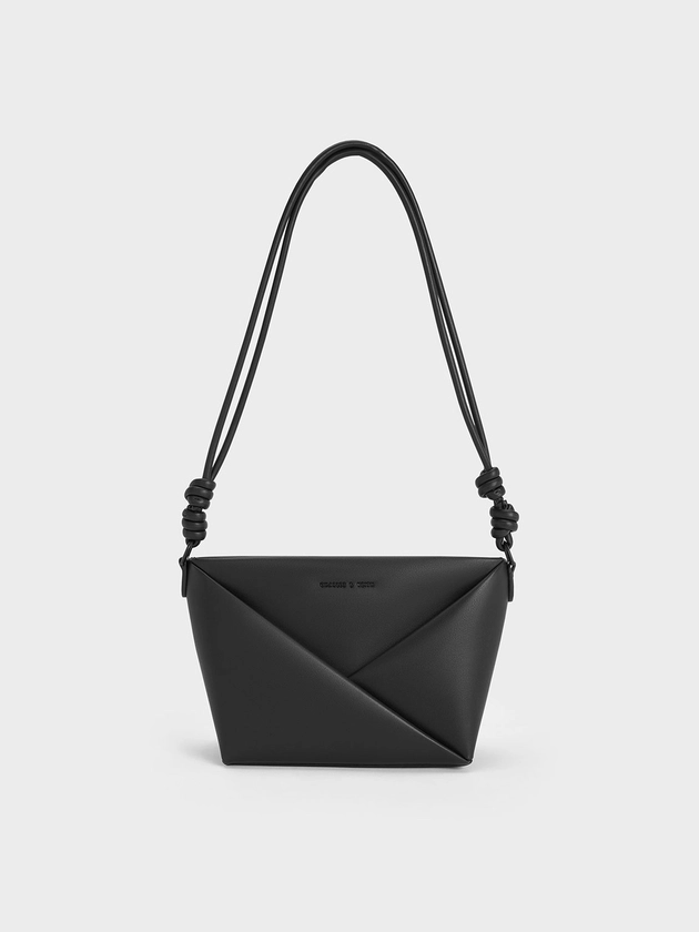 Noir Midori Geometric Crossbody Bag | CHARLES & KEITH