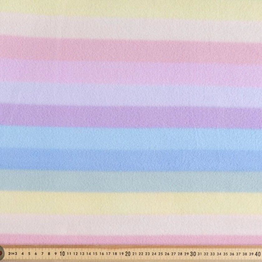 Rainbow Stripe 148 cm Husky Polar Fleece Fabric Multicoloured
