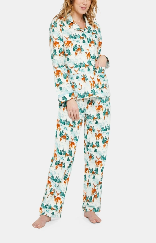 Pyjama boutonné Faon des Neiges - Pyjamas longs femme