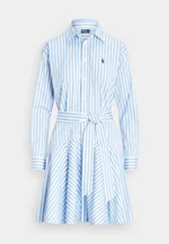 Polo Ralph Lauren LONG SLEEVE DAY DRESS - Skjortekjole - white/light blue/hvit - Zalando.no