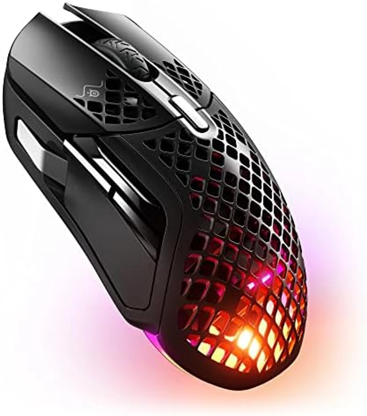 SteelSeries Aerox 5 Wireless - Lightweight Wireless Gaming Mouse - 18000 CPI -- TrueMove Air Optical Sensor - Ultra-Lightweight Water Resistant Design – 180+ Hour Battery Life