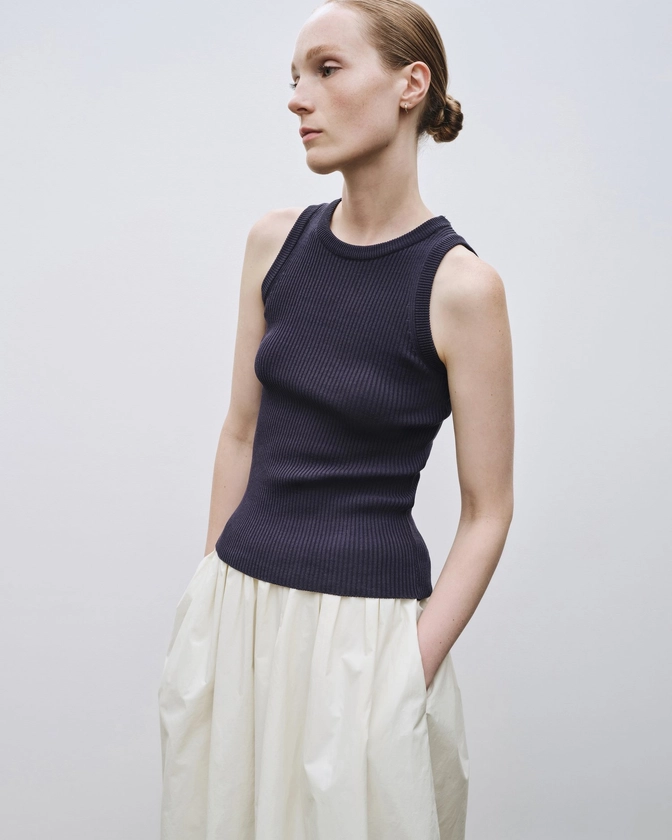 RIBBED KNIT TANK - NAVY —  MIJEONG PARK - LA based womenswear label