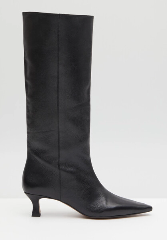 Camila Leather Kitten Heel Knee Boots