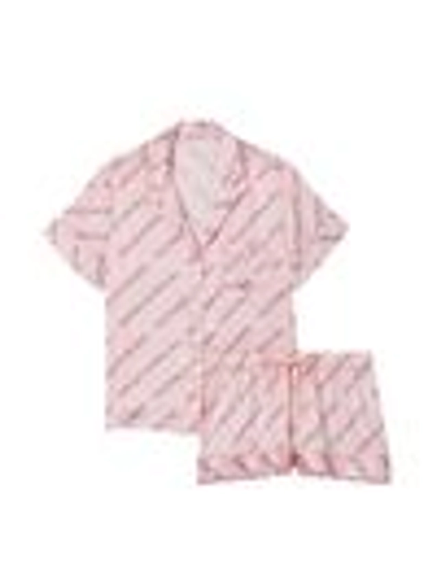 Purest Pink Logo Satin Short Pyjamas