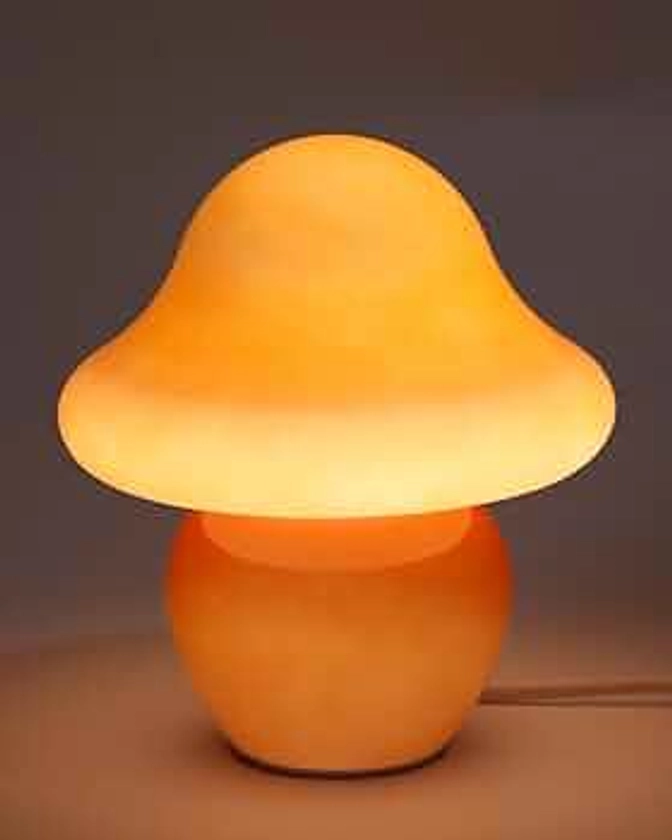 Mushroom Lamp Orange Glass Mushroom Table Lamp for Bedrooms, Living Room, Aesthetic Lamps for Bedroom, Cute Bedside Lamp