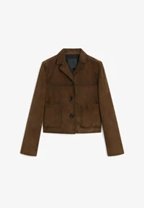 WITH POCKET DETAILS - Veste en cuir - dark brown