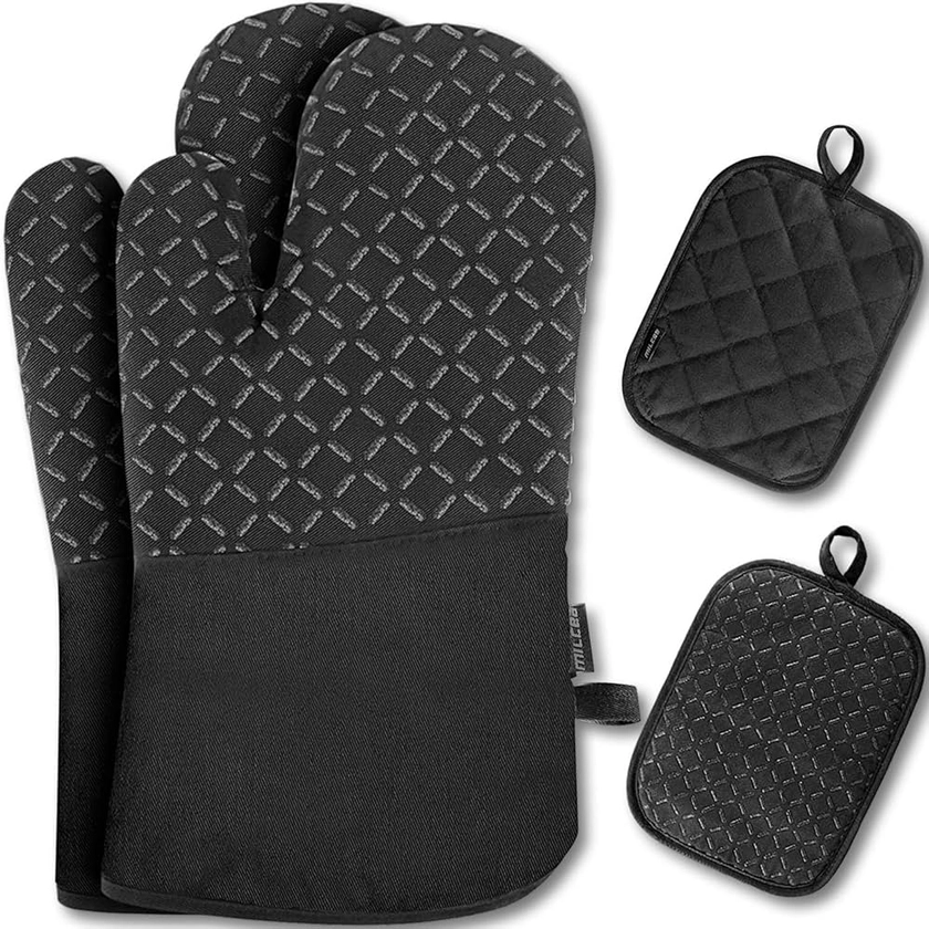 Gants de Four Lot de 4 maniques, MILcea Gants de Cuisine Gants et maniques en Silicone et Coton, 30 * 18 * 3.5cm : Amazon.fr: Bricolage