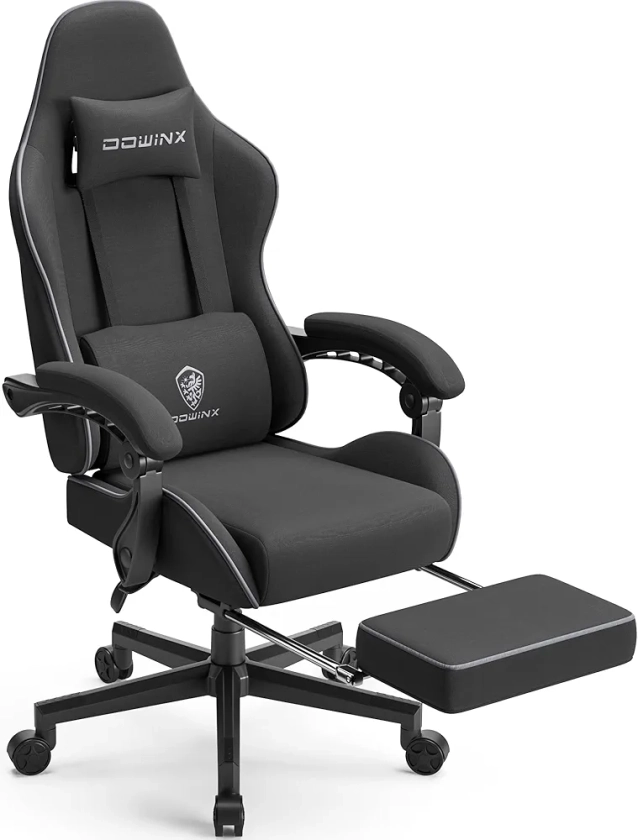 Dowinx Chaise Gaming, Chaise Gamer Ergonomique avec Support Lin, Chaise pivotante réglable avec Repose-Pieds, Noir : Amazon.fr: Cuisine et Maison