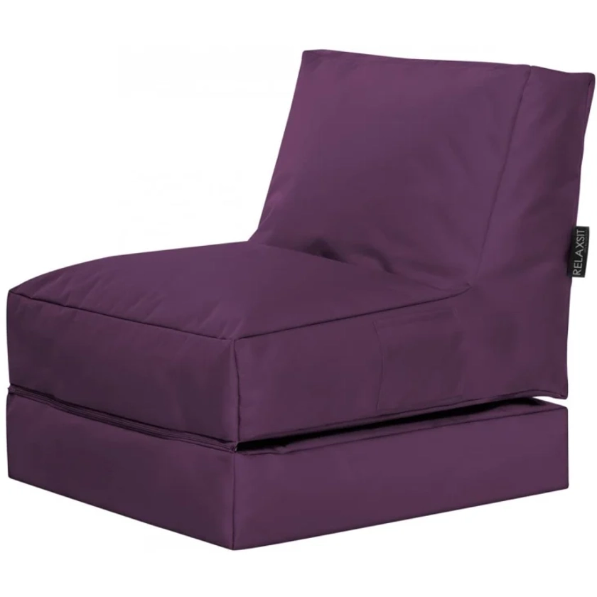 Pouf extérieur uni aubergine dépliable 70x80x90