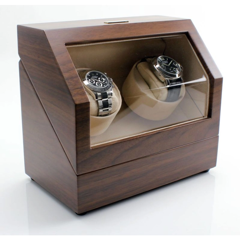 Heiden Battery Powered Dual Watch Winder - Walnut from Buy Watch Winders