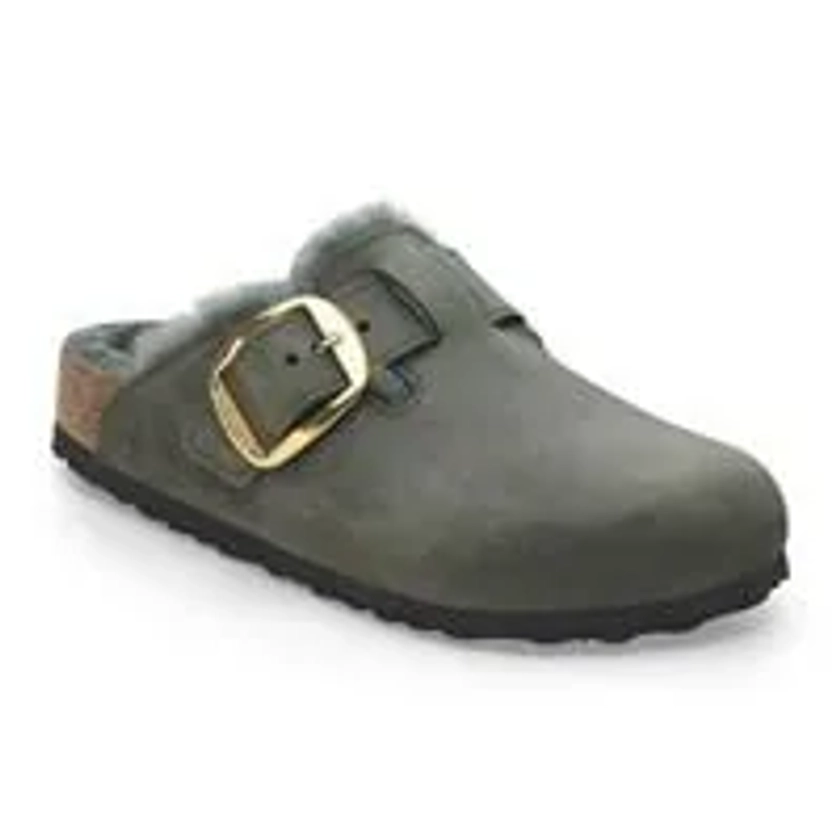 Boston Big Buckle Shearling Oiled Leather Thyme | BIRKENSTOCK