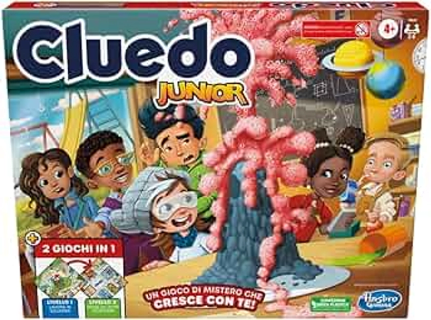 Hasbro Gaming Cluedo Junior, gioco in scatola da tavolo, 2 in 1, tabellone fronte-retro, per bambini più piccoli