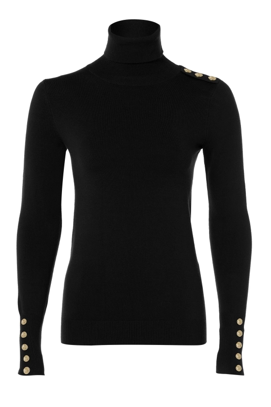 Landmark | Holland Cooper Buttoned Knit Roll Neck Jumper in Black