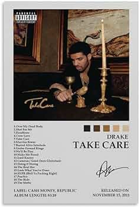 DAQIANG Album Poster Drake Take CarePoster Wall Art Canvas Posters Room Decorative Posters 12x18inch(30x45cm) Style-3