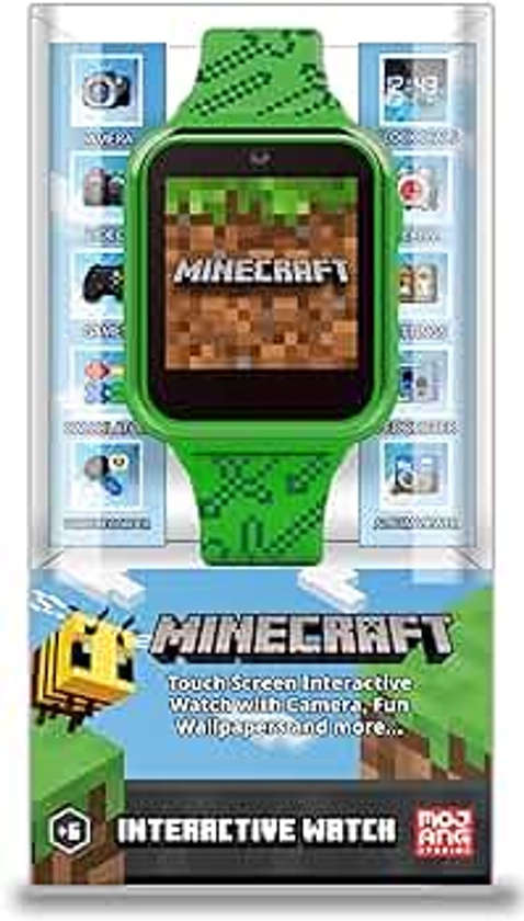 Microsoft Minecraft Green Educational Learning Touchscreen Smart Watch Toy for Boys, Girls, Toddlers - Selfie Cam, Learning Games, Alarm, Calculator, Step Tracker & more! (Model: MIN4045AZ)