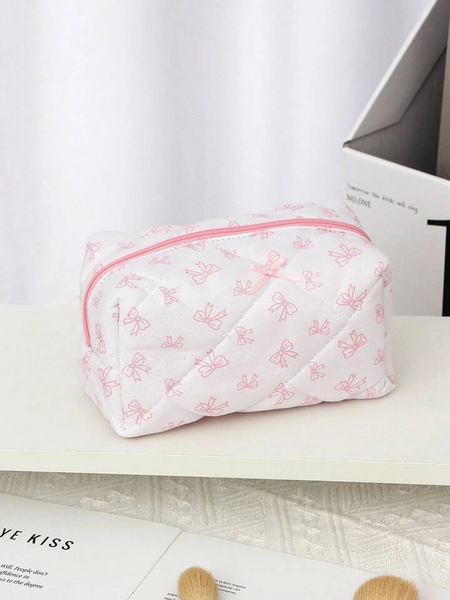 1Pc Cute Heart &Bowknot Pattern Multifunctional Checkerboard Makeup Bag,Sanitary Bag,Coin Bag ,Pink Square Cosmetic Bag Large Capacity Make Up Bag Large Capacity For Travel Black Friday,Makeup Bag Makeup Pouch Skincare Bag Toiletry Bag Packing Cubes,Travel Essentials Cruise Essentials Dorm Essentials,Wedding Bridesmaid Gifts,Mom Gifts,Birthday Gifts,Gifts For Friends And Teachers,Home Decor,Bathroom Living Room Bedroom Decor,Bathroom Organizer,Jewelry Organizer,Storage Makeup Organizer Makeup Case