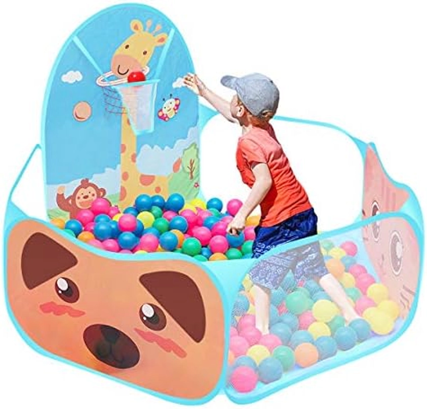 Esenlong Opvouwbaar ballenbad met basketbalmand voor kinderen van 6 maanden tot 5 jaar : Amazon.com.be: Speelgoed