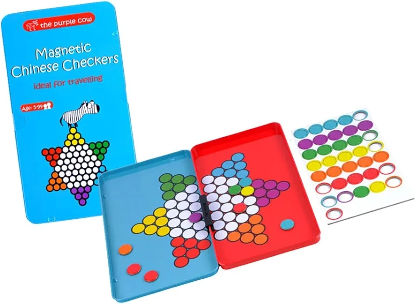 The Purple Cow- Magnetic, Lightweight, Travel Size Chinese Checkers Board Game for Kids and Adults. Classic Game with a Modern Twist.