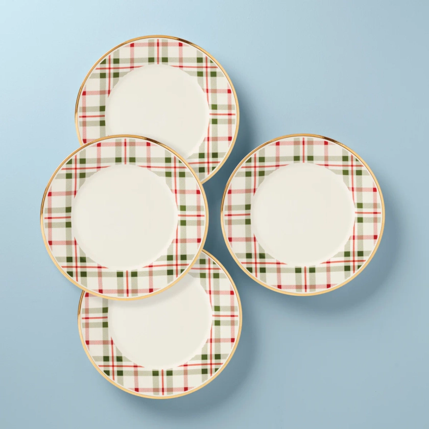 Holiday Plaid Dinner Plates, Set of 4