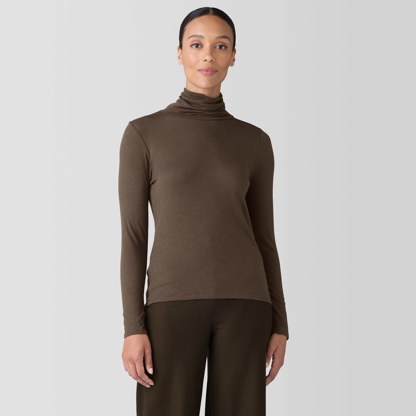 Sheer Knit Turtleneck Top