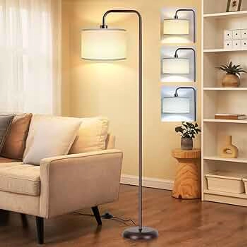 PARTPHONER LED Floor Lamp for Living Room, 3 Color Temperature, with Foot Switch, 9W Bulb Included, Oil Rubbed Bronze