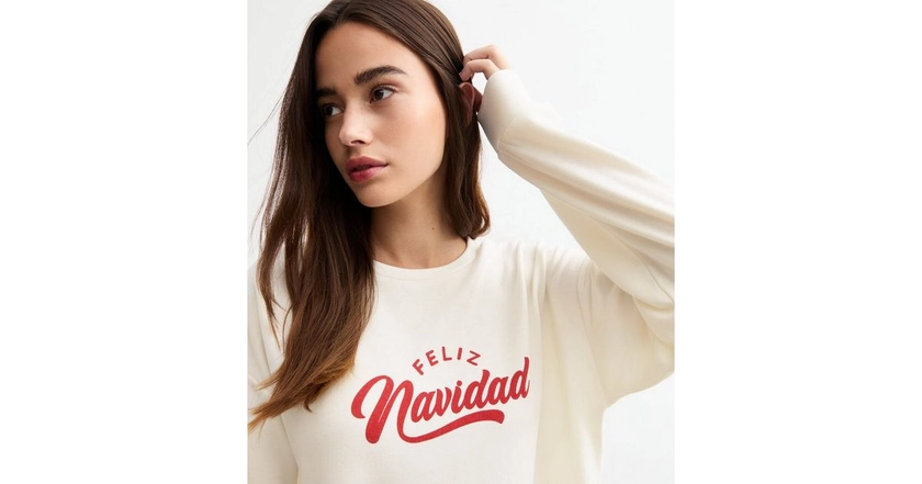 White Feliz Navidad Sweatshirt | New Look