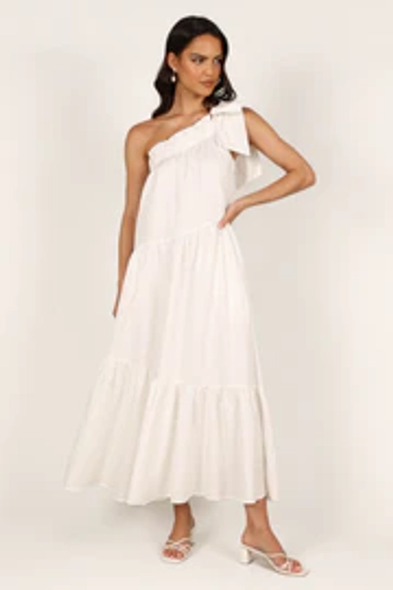 Ava One Shoulder Maxi Dress - White