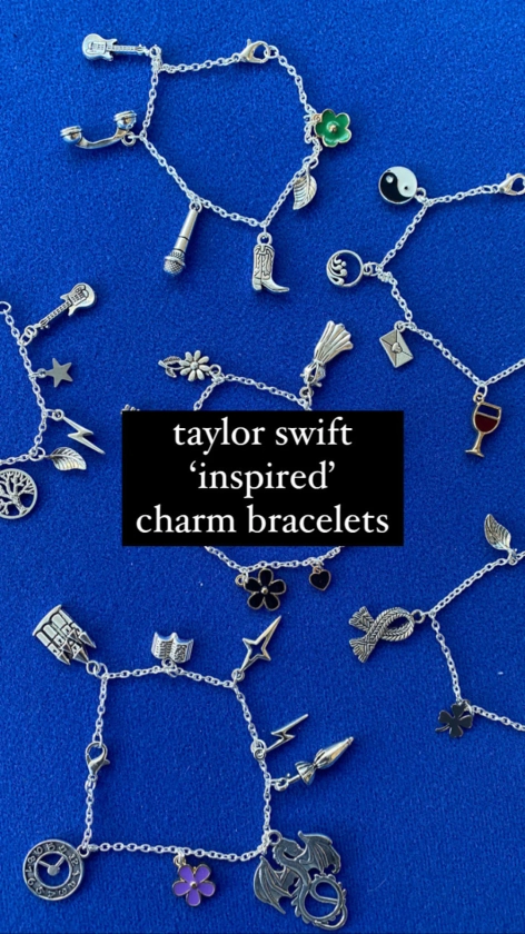 Taylor Swift Inspired Charm Bracelets - Debut, Fearless, Speak Now, Red, 1989, Reputation, Lover, Folklore, Evermore, Midnights, TTPD