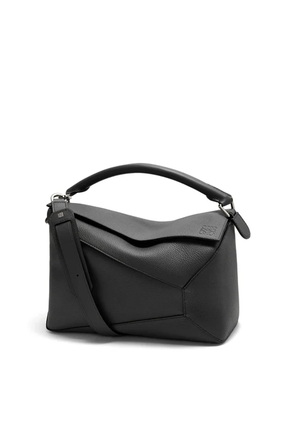 Large Puzzle bag in grained calfskin Anthracite - LOEWE