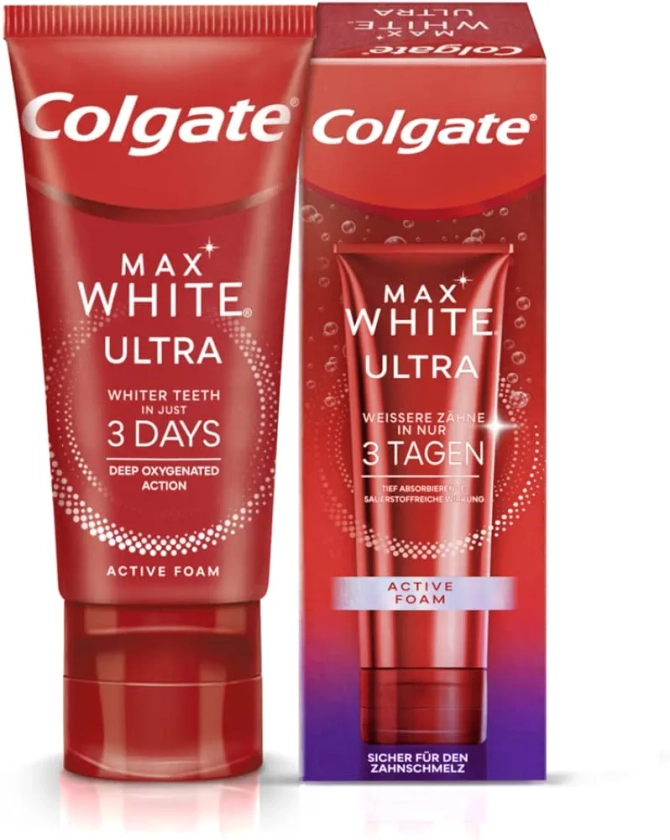 Colgate Dentifrice Max White Ultra Active Foam 50 ml – Dents plus blanches en 3 jours