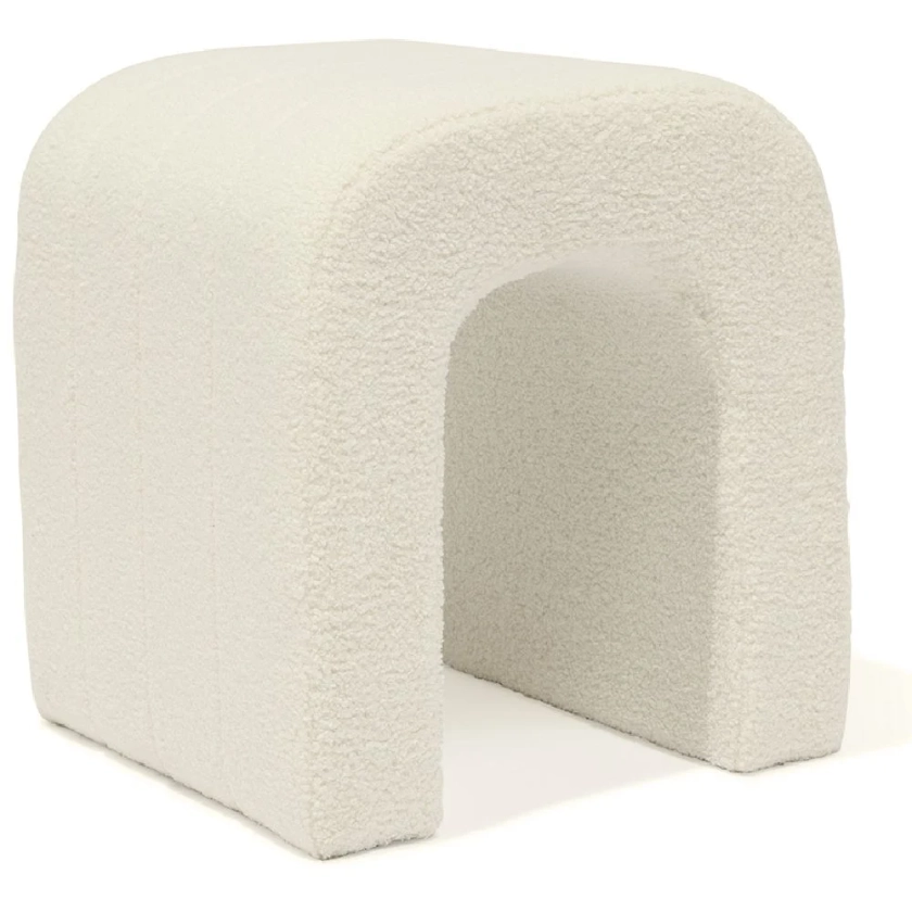 Bout de canapé Joseph curly effet laine bouclée blanc - L40xP40xH45 cm | GIFI