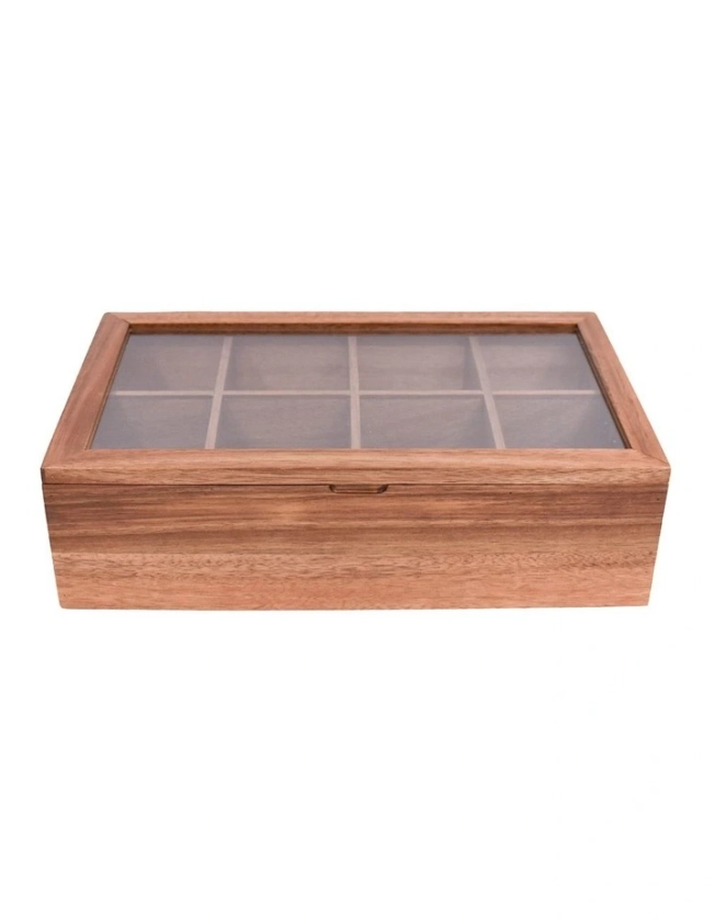 The Cooks Collective Pantry 8 Divider Tea Box With Window Lid Acacia | MYER