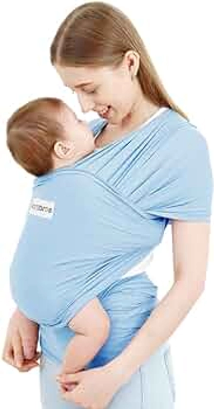 Acrabros Baby Wrap Carrier,Hands Free Baby Carrier Sling,Lightweight,Breathable,Softness,Perfect for Newborn Infants and Babies Shower Gift,Baby Blue